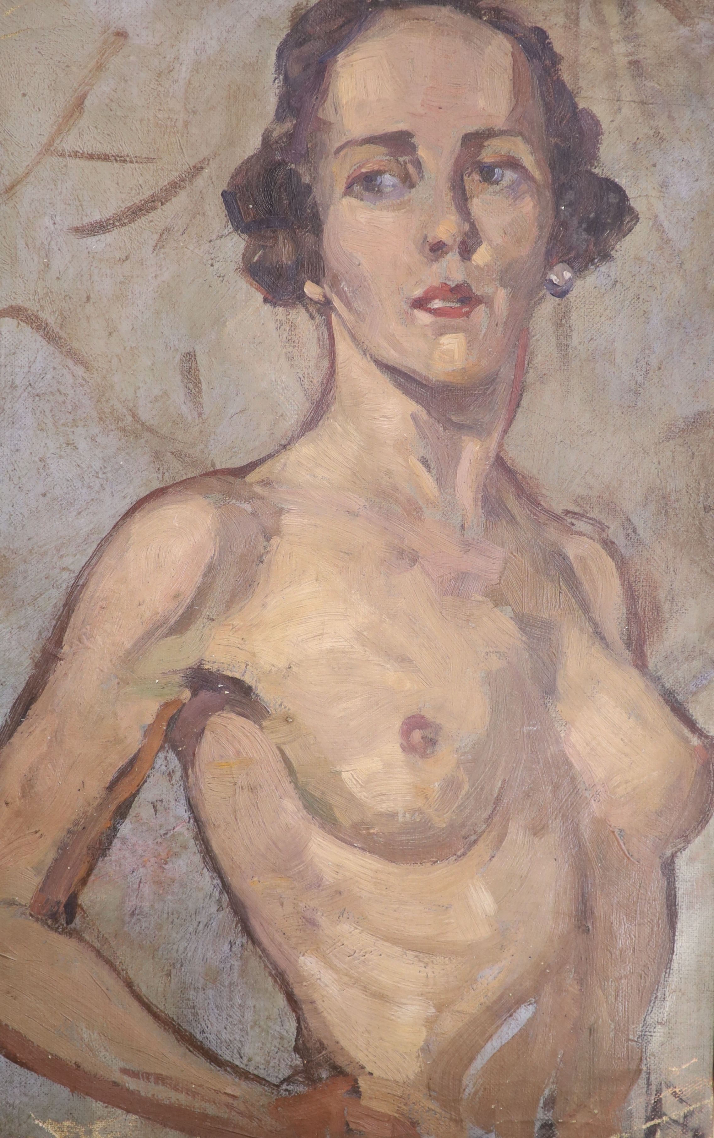 Ellis Silas (1885-1972), oil on canvas, Female nude, 42 x 27cm
